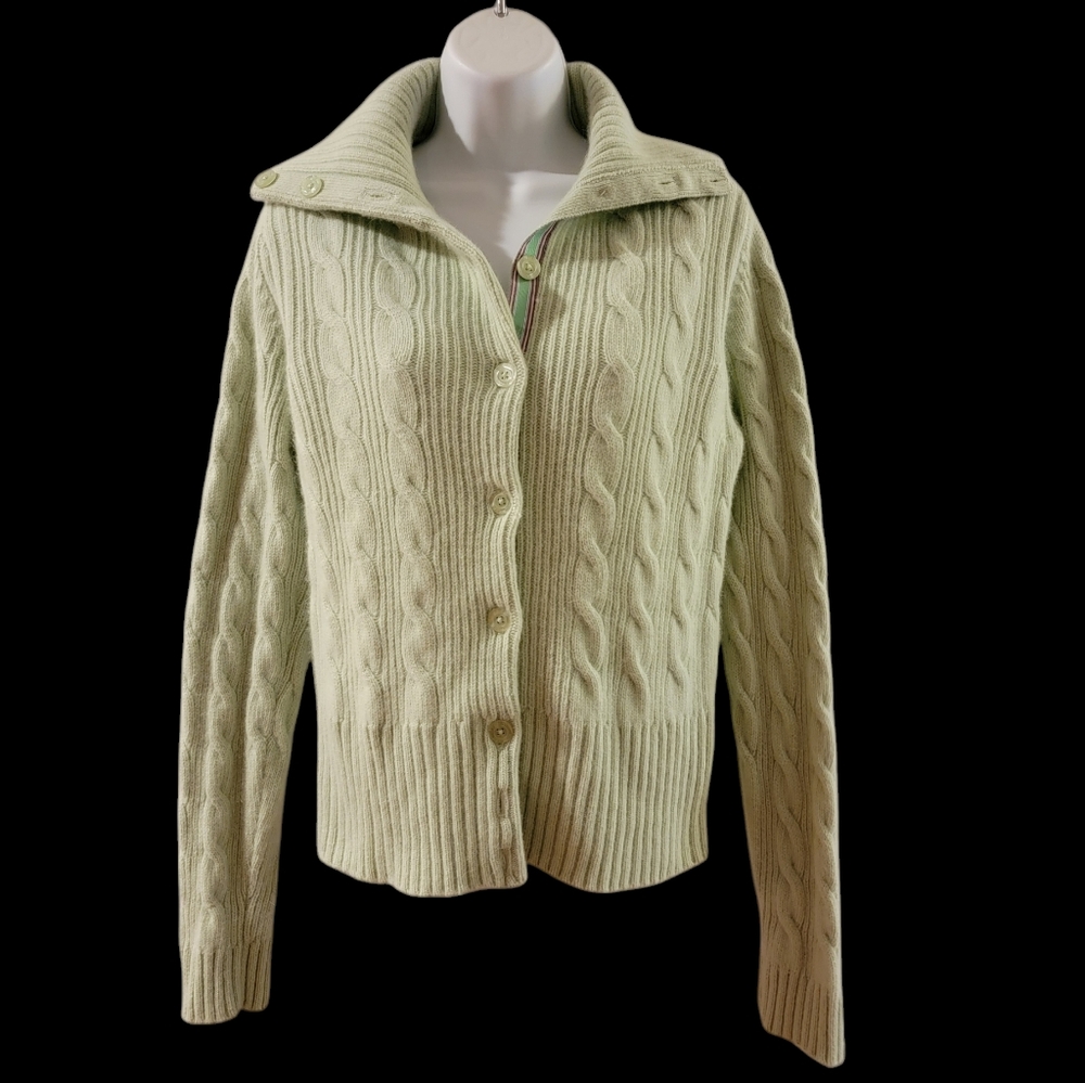 Tommy Hilfiger Wool Angora Mint Green Cardigan Large
